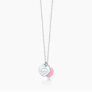 Return to Tiffany Pink Double Heart Tag Pendant